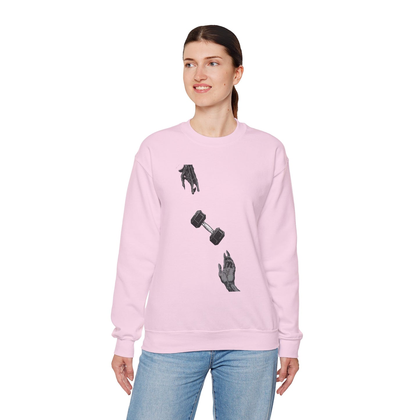 Gym Hub Crewneck Sweatshirt — Funny Fitness Dumbbell Design