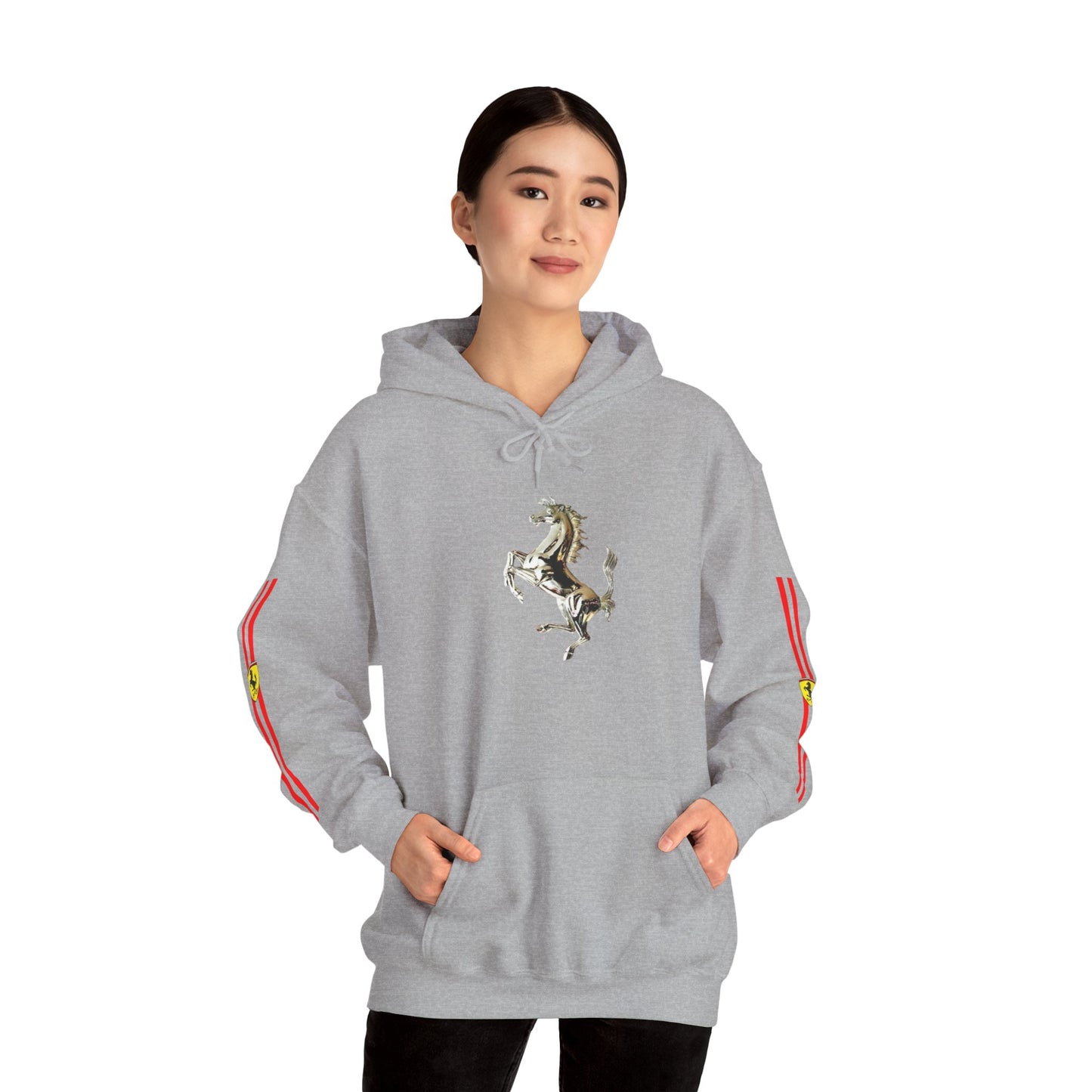 Ferrari Racing Hoodie – Prancing Horse & Ayrton Senna Retro F1 Graphic