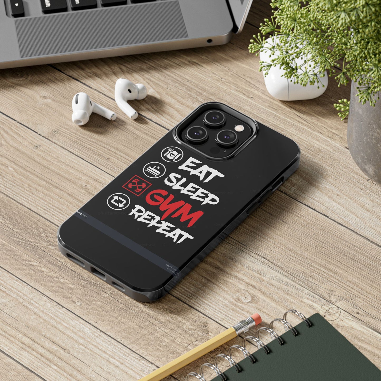 Durable Gym Phone Cases | Eat Sleep Gym Repeat Design, Sports Gift, Fitness Accessory, Workout Phone Cover, Gym Lover Phone Case