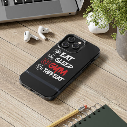 Durable Gym Phone Cases | Eat Sleep Gym Repeat Design, Sports Gift, Fitness Accessory, Workout Phone Cover, Gym Lover Phone Case