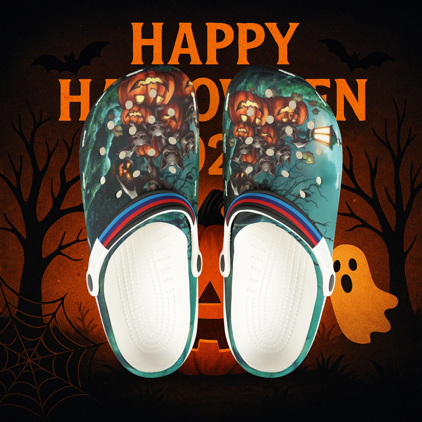 Halloween Themed EVA Foam Shoes, Perfect for Costume Parties, Pumpkin Design Crocs, Festive Clogs, Unique Footwear Gift