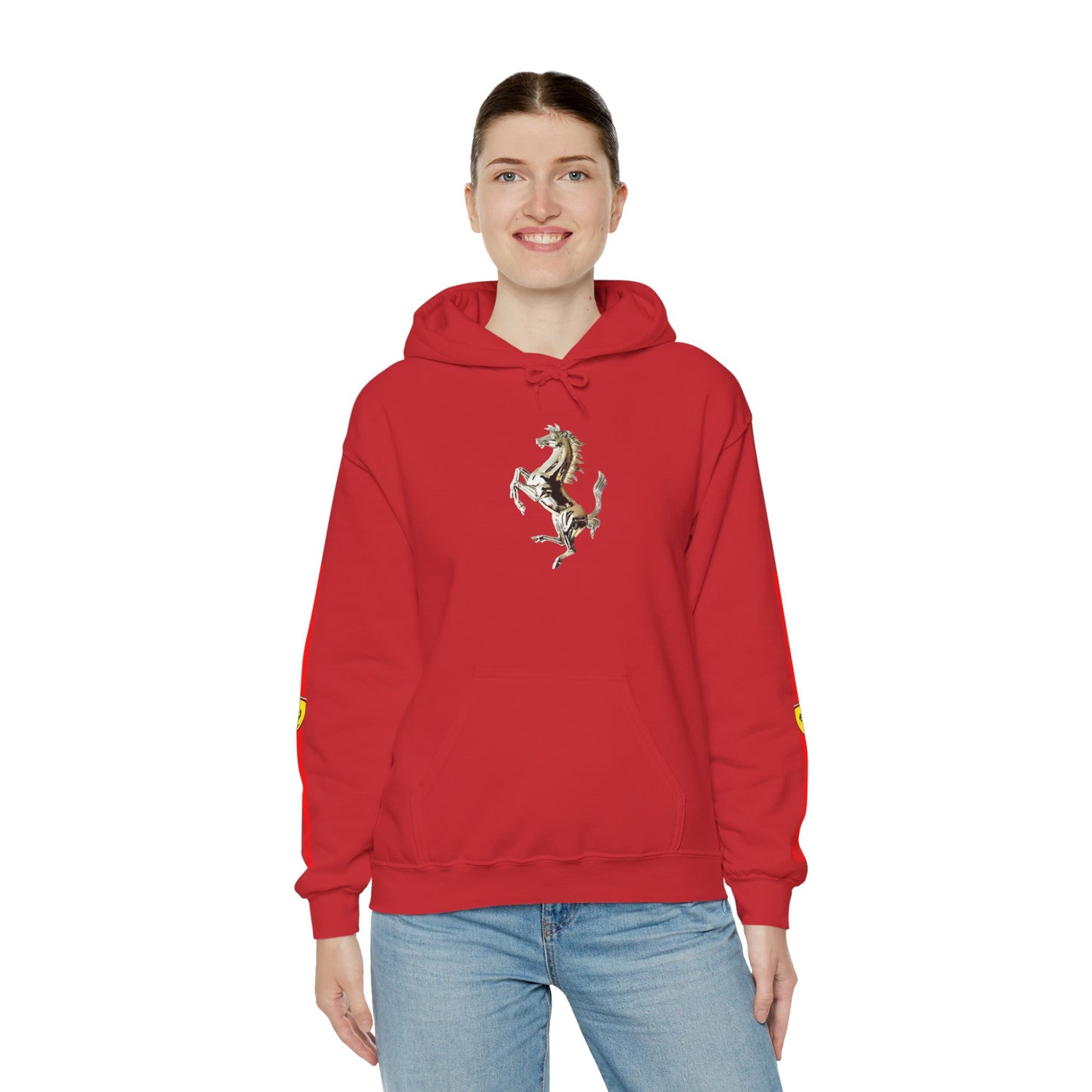 Ferrari Racing Hoodie – Prancing Horse & Ayrton Senna Retro F1 Graphic