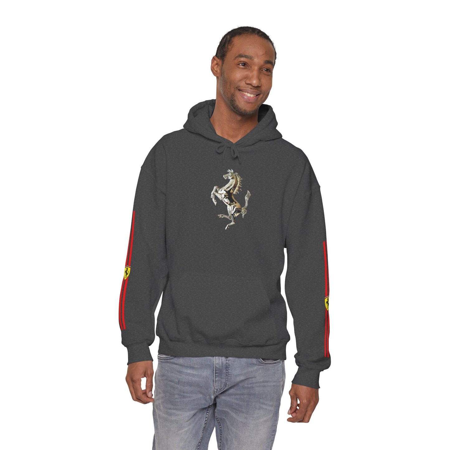 Ferrari Racing Hoodie – Prancing Horse & Ayrton Senna Retro F1 Graphic