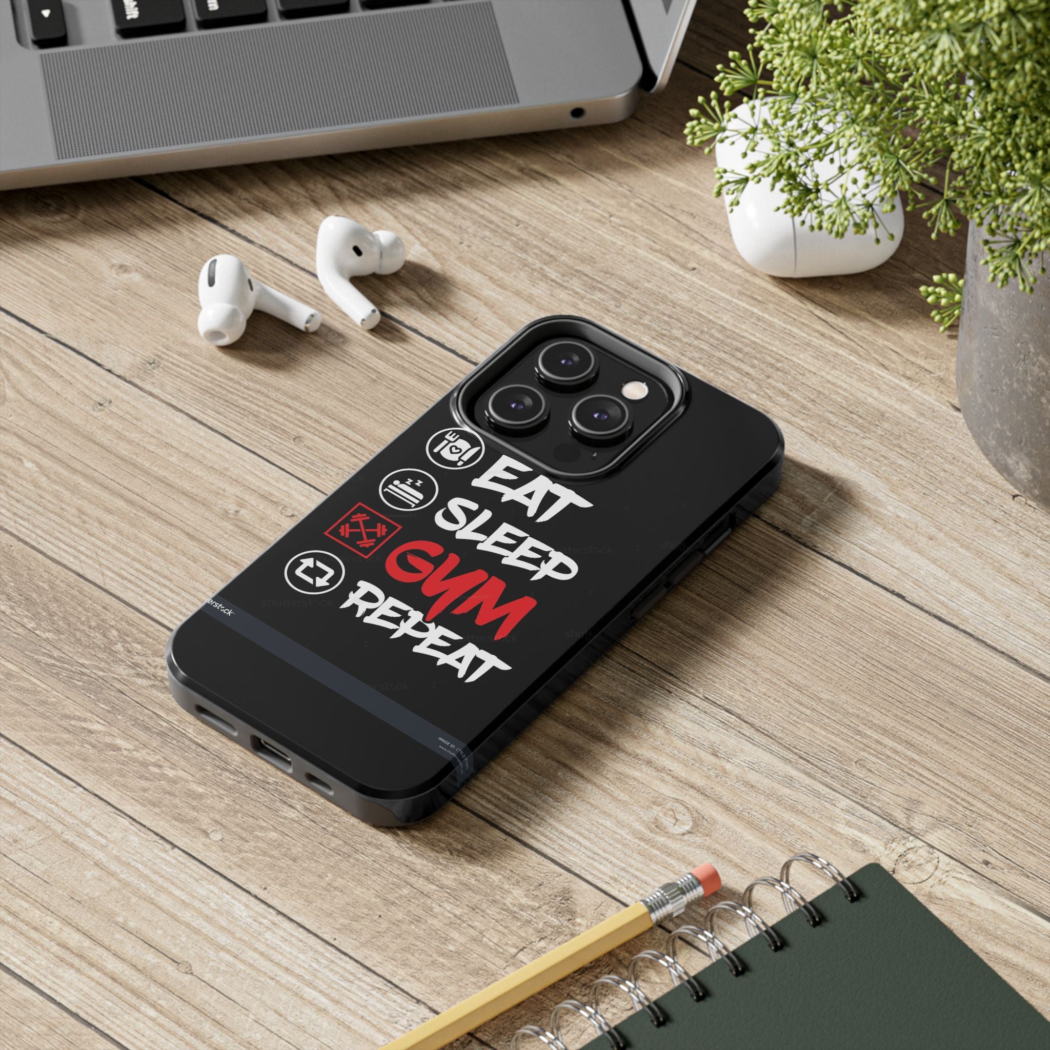 Durable Gym Phone Cases | Eat Sleep Gym Repeat Design, Sports Gift, Fitness Accessory, Workout Phone Cover, Gym Lover Phone Case
