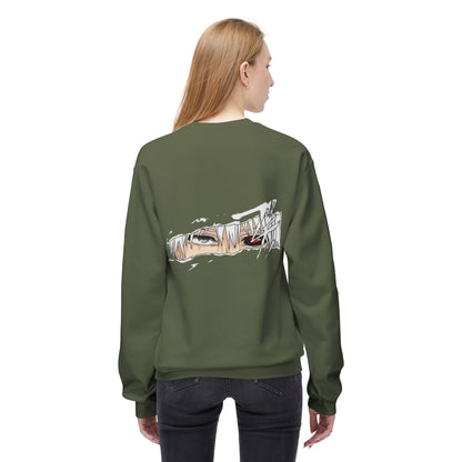 Anime Eyes Crewneck Sweatshirt — Split-Panel Manga Character Faces