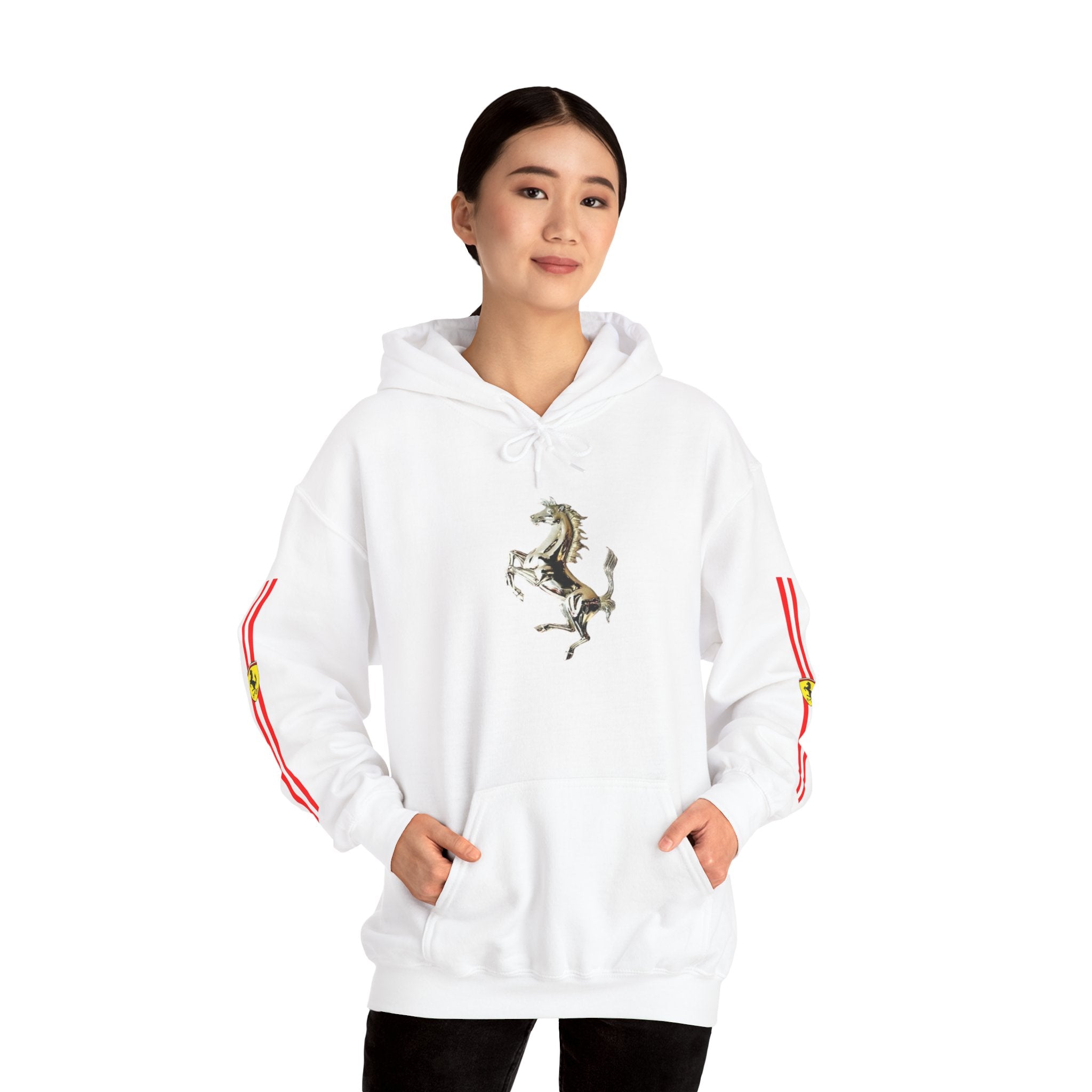Ferrari Racing Hoodie – Prancing Horse & Ayrton Senna Retro F1 Graphic