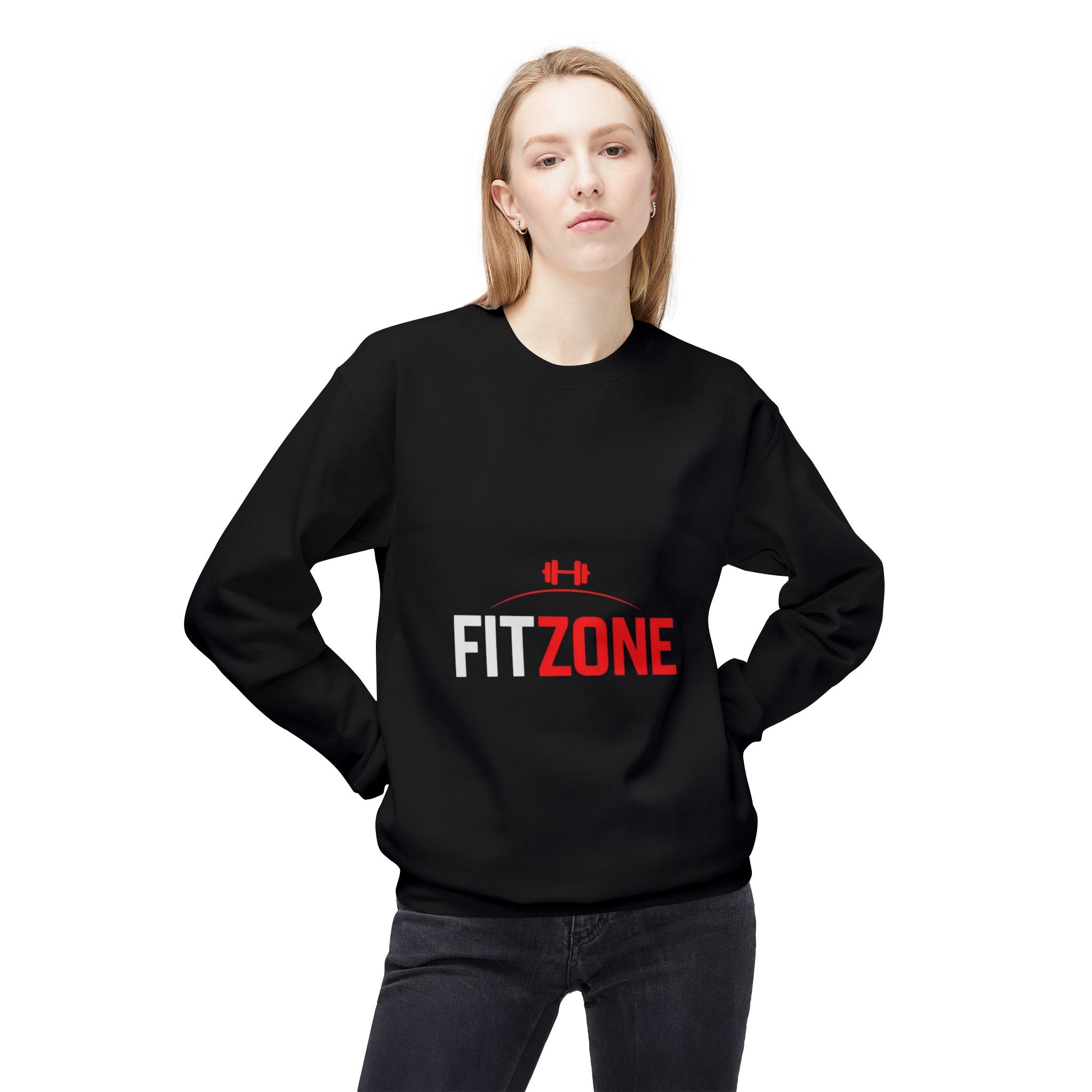 Fit Zone Motivational Crewneck Sweatshirt: Unisex Workout Apparel, Fitness Gift, Cozy Loungewear, Gym Essentials, Athleisure Fashion