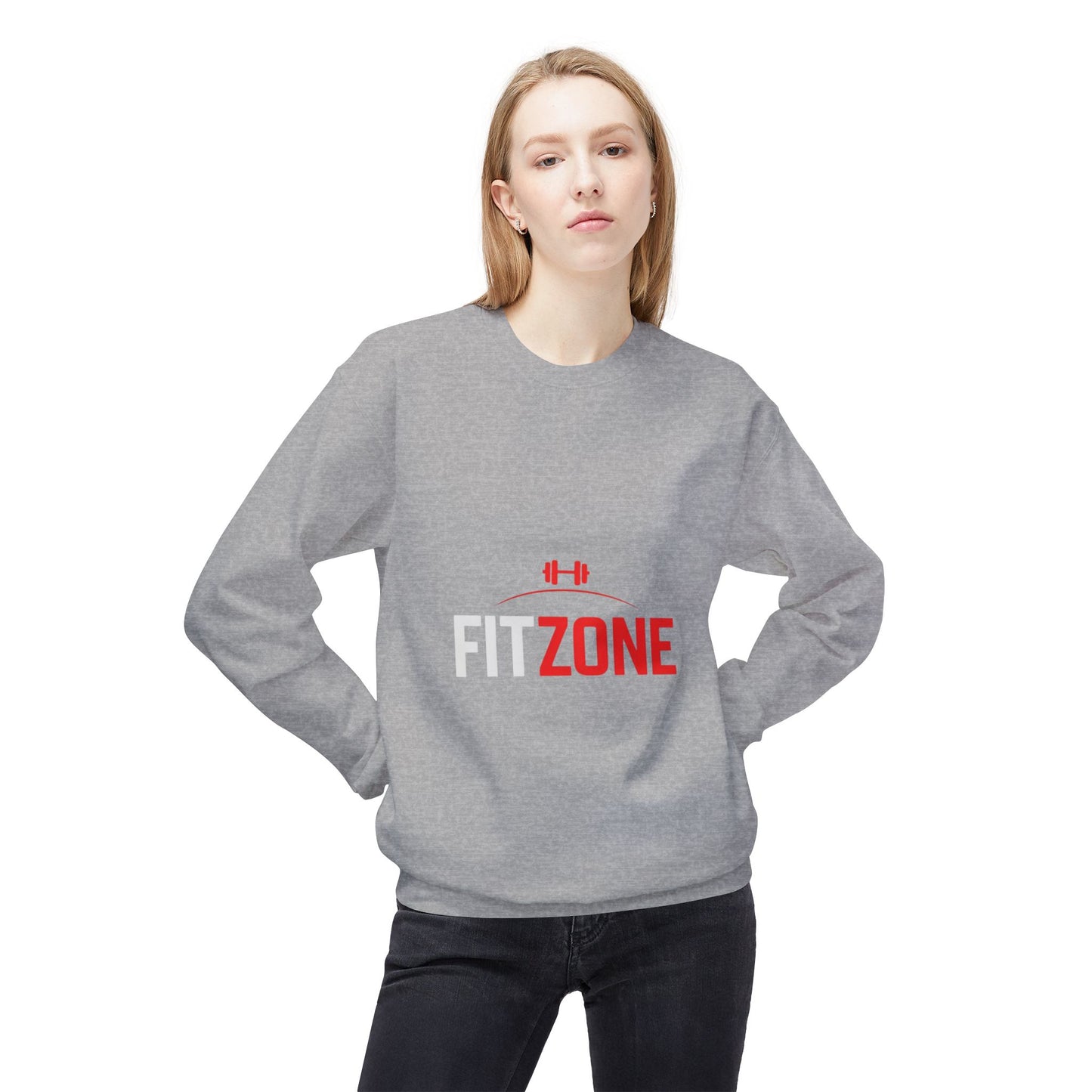Fit Zone Motivational Crewneck Sweatshirt: Unisex Workout Apparel, Fitness Gift, Cozy Loungewear, Gym Essentials, Athleisure Fashion