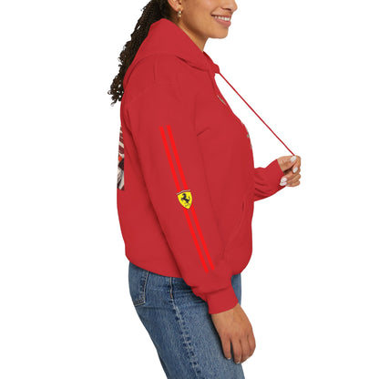Ferrari Racing Hoodie – Prancing Horse & Ayrton Senna Retro F1 Graphic