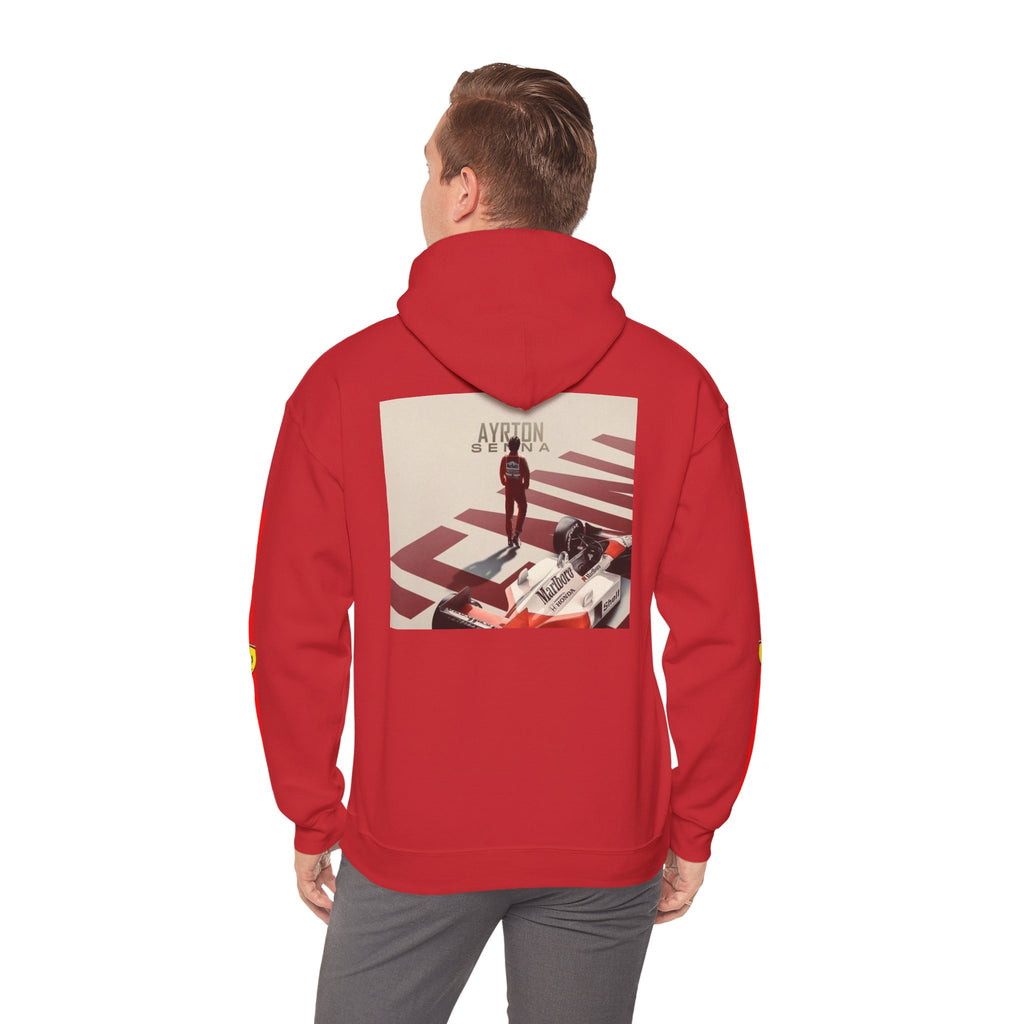 Ferrari Racing Hoodie – Prancing Horse & Ayrton Senna Retro F1 Graphic