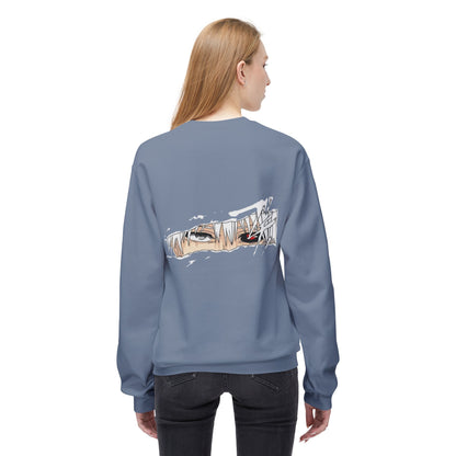Anime Eyes Crewneck Sweatshirt — Split-Panel Manga Character Faces
