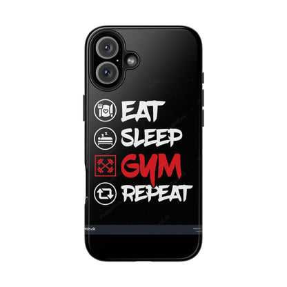 Durable Gym Phone Cases | Eat Sleep Gym Repeat Design, Sports Gift, Fitness Accessory, Workout Phone Cover, Gym Lover Phone Case