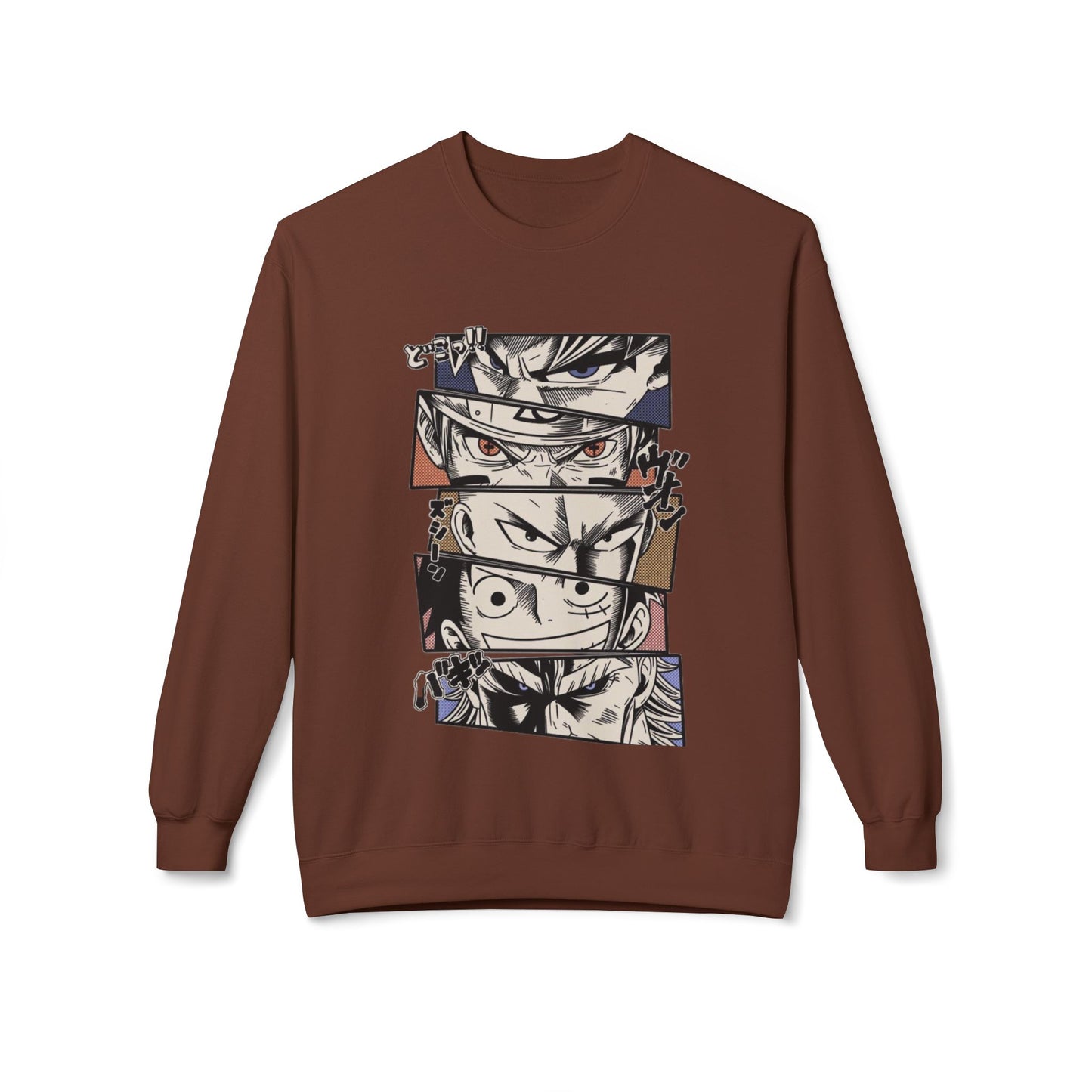 Anime Eyes Crewneck Sweatshirt — Split-Panel Manga Character Faces