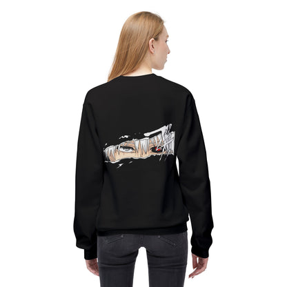 Anime Eyes Crewneck Sweatshirt — Split-Panel Manga Character Faces