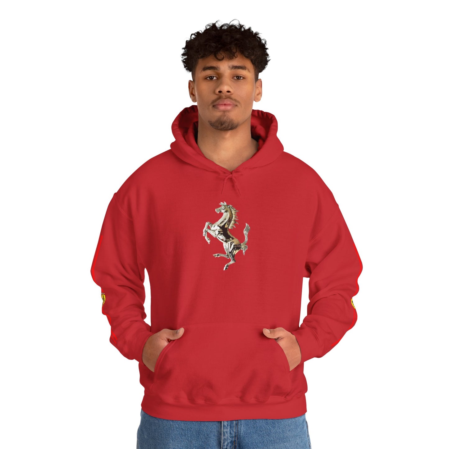 Ferrari Racing Hoodie – Prancing Horse & Ayrton Senna Retro F1 Graphic