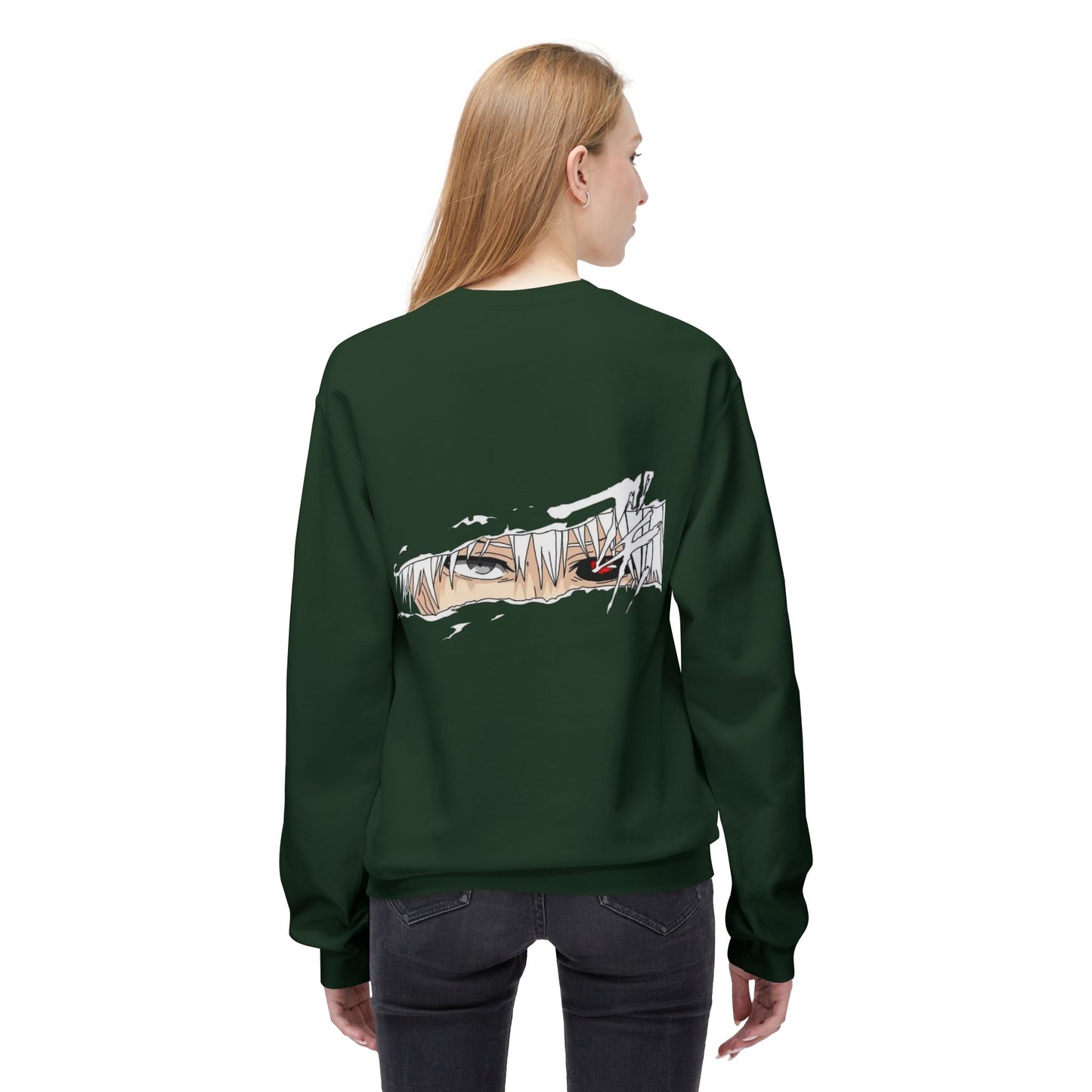 Anime Eyes Crewneck Sweatshirt — Split-Panel Manga Character Faces