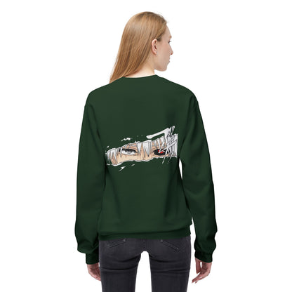 Anime Eyes Crewneck Sweatshirt — Split-Panel Manga Character Faces