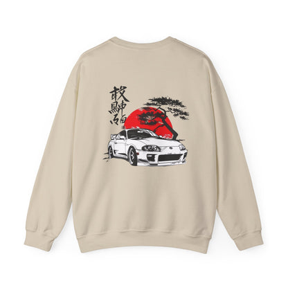 JDM Supra Crewneck Sweatshirt — Rising Sun & Kanji Sports Car Graphic