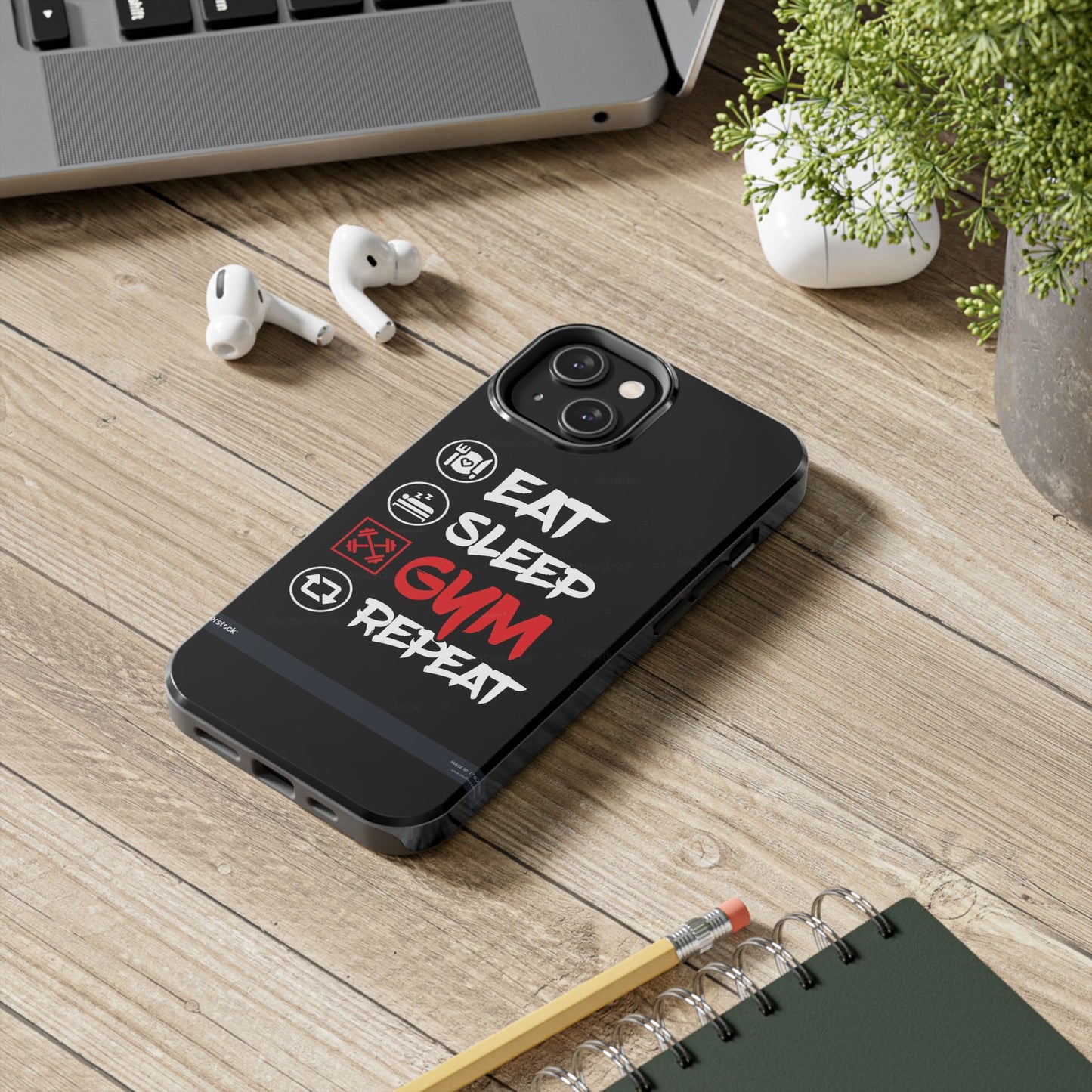 Durable Gym Phone Cases | Eat Sleep Gym Repeat Design, Sports Gift, Fitness Accessory, Workout Phone Cover, Gym Lover Phone Case
