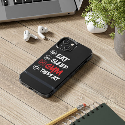 Durable Gym Phone Cases | Eat Sleep Gym Repeat Design, Sports Gift, Fitness Accessory, Workout Phone Cover, Gym Lover Phone Case