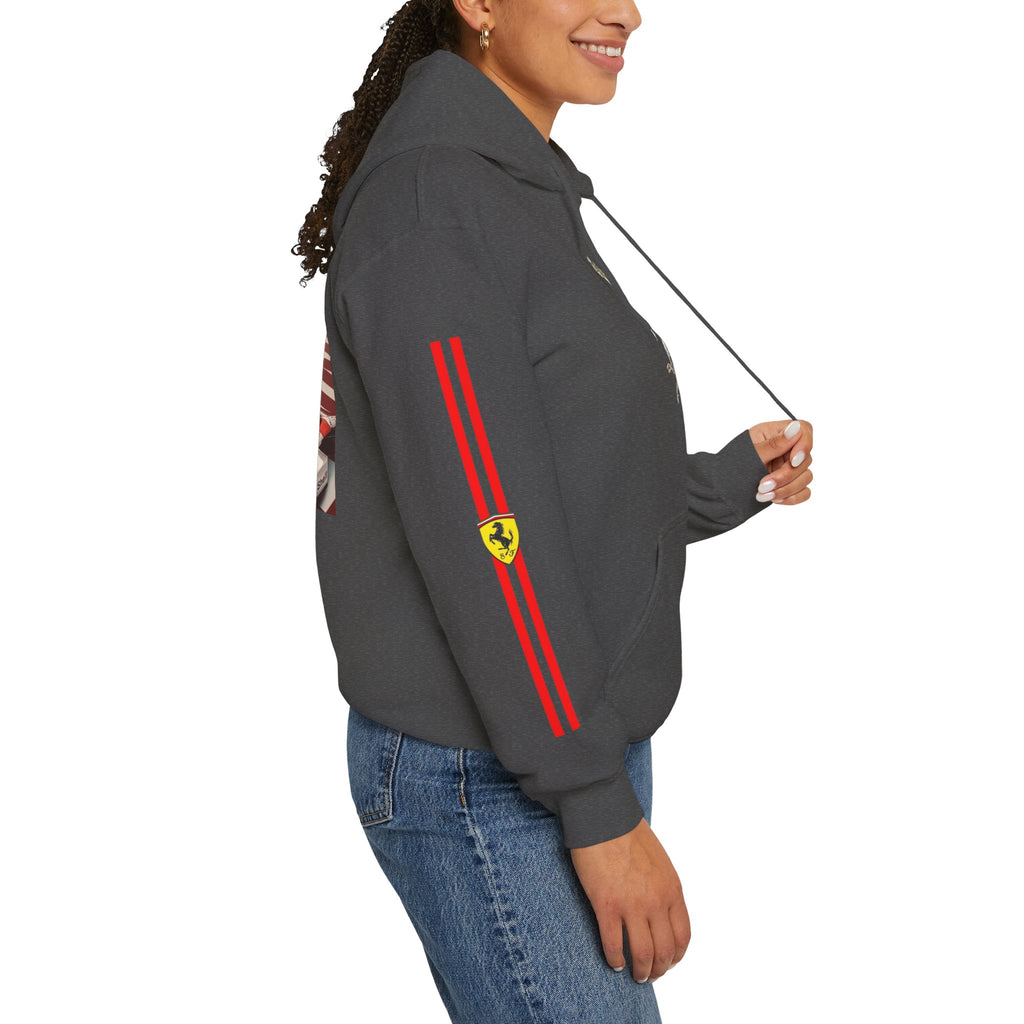 Ferrari Racing Hoodie – Prancing Horse & Ayrton Senna Retro F1 Graphic