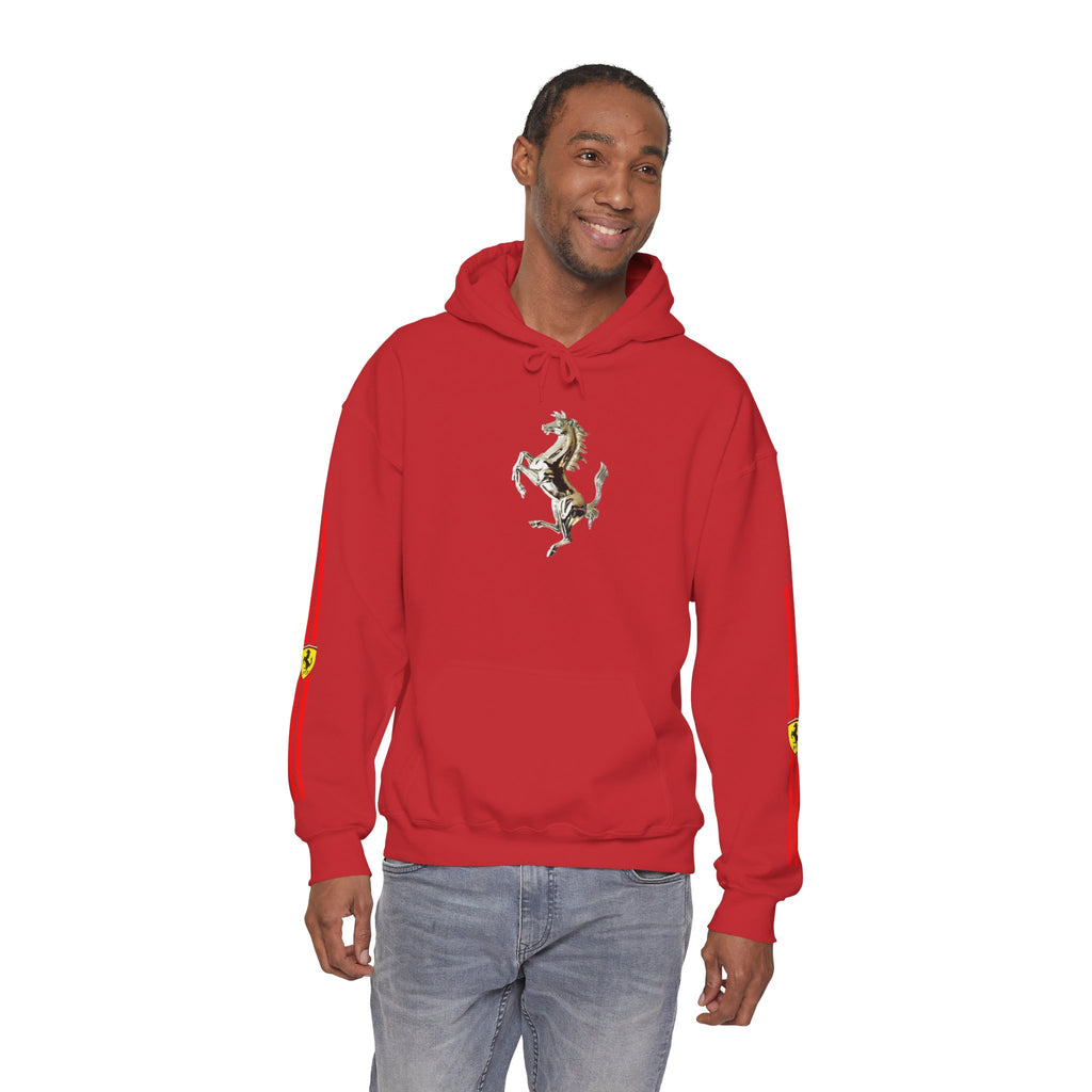 Ferrari Racing Hoodie – Prancing Horse & Ayrton Senna Retro F1 Graphic