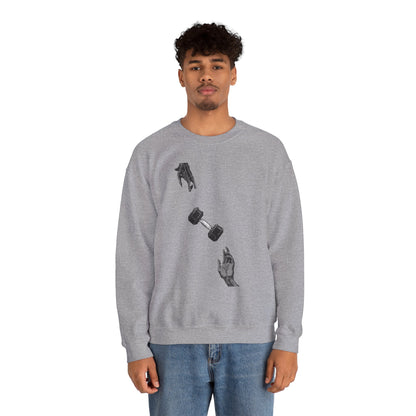 Gym Hub Crewneck Sweatshirt — Funny Fitness Dumbbell Design