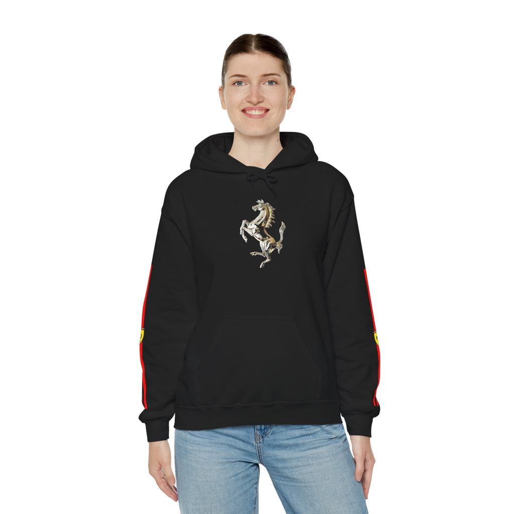 Ferrari Racing Hoodie – Prancing Horse & Ayrton Senna Retro F1 Graphic