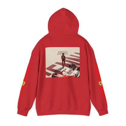 Ferrari Racing Hoodie – Prancing Horse & Ayrton Senna Retro F1 Graphic