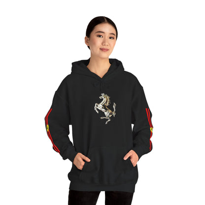 Ferrari Racing Hoodie – Prancing Horse & Ayrton Senna Retro F1 Graphic