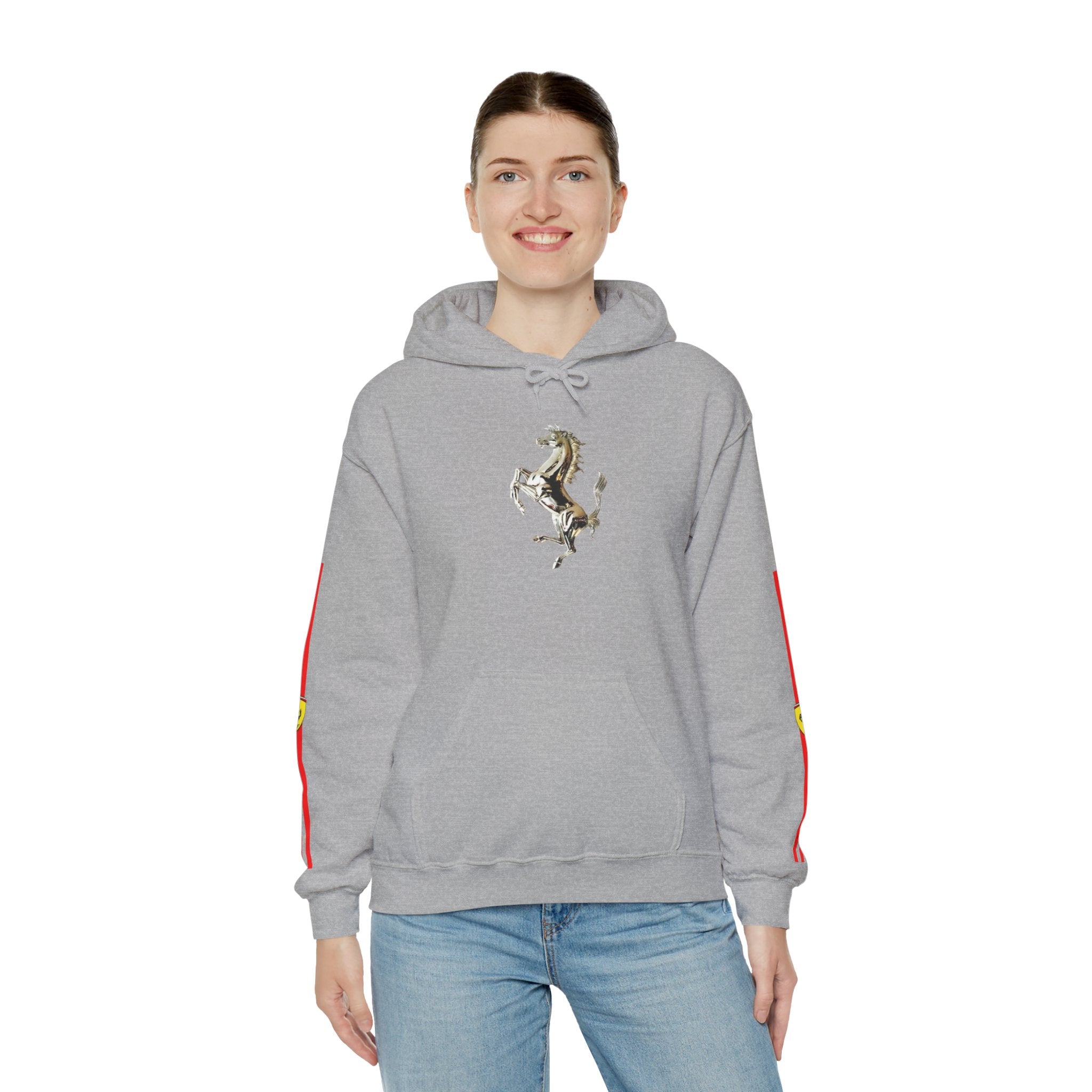 Ferrari Racing Hoodie – Prancing Horse & Ayrton Senna Retro F1 Graphic