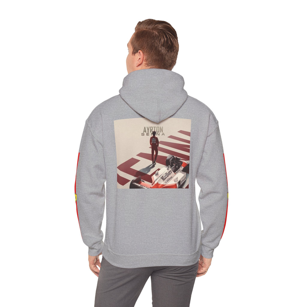 Ferrari Racing Hoodie – Prancing Horse & Ayrton Senna Retro F1 Graphic
