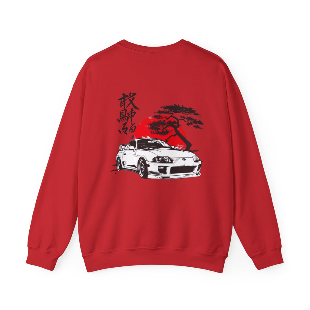 JDM Supra Crewneck Sweatshirt — Rising Sun & Kanji Sports Car Graphic