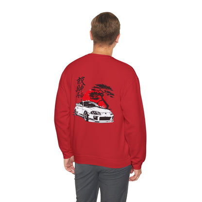 JDM Supra Crewneck Sweatshirt — Rising Sun & Kanji Sports Car Graphic