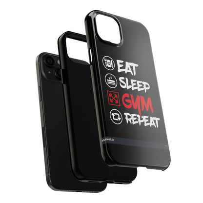 Durable Gym Phone Cases | Eat Sleep Gym Repeat Design, Sports Gift, Fitness Accessory, Workout Phone Cover, Gym Lover Phone Case