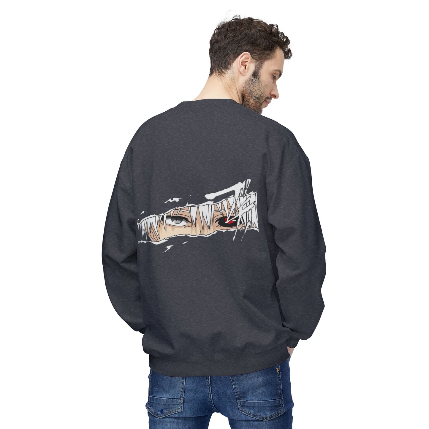 Anime Eyes Crewneck Sweatshirt — Split-Panel Manga Character Faces