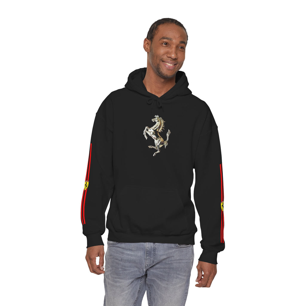 Ferrari Racing Hoodie – Prancing Horse & Ayrton Senna Retro F1 Graphic