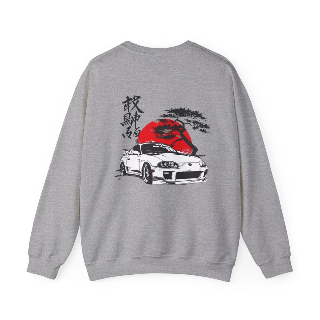 JDM Supra Crewneck Sweatshirt — Rising Sun & Kanji Sports Car Graphic