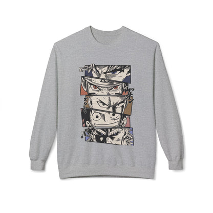 Anime Eyes Crewneck Sweatshirt — Split-Panel Manga Character Faces