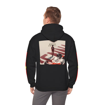 Ferrari Racing Hoodie – Prancing Horse & Ayrton Senna Retro F1 Graphic