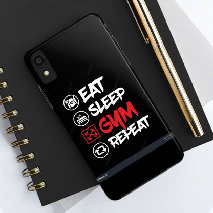 Durable Gym Phone Cases | Eat Sleep Gym Repeat Design, Sports Gift, Fitness Accessory, Workout Phone Cover, Gym Lover Phone Case