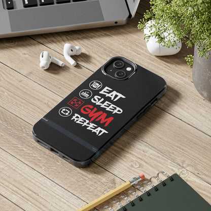 Durable Gym Phone Cases | Eat Sleep Gym Repeat Design, Sports Gift, Fitness Accessory, Workout Phone Cover, Gym Lover Phone Case