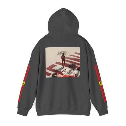 Ferrari Racing Hoodie – Prancing Horse & Ayrton Senna Retro F1 Graphic