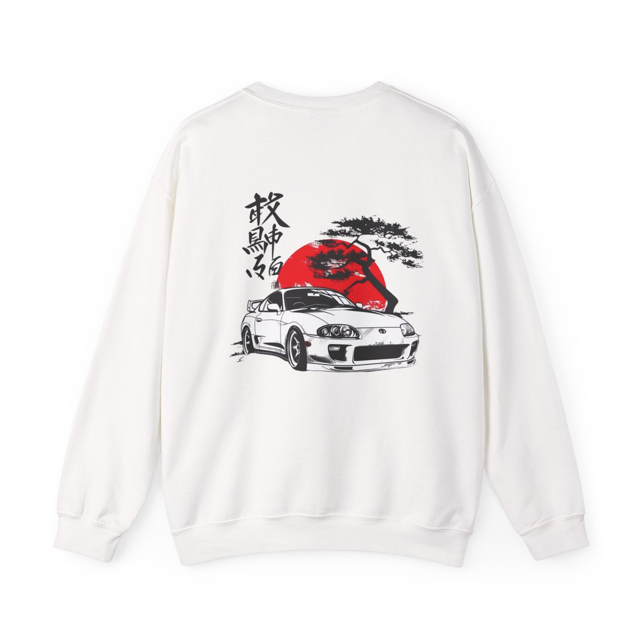 JDM Supra Crewneck Sweatshirt — Rising Sun & Kanji Sports Car Graphic