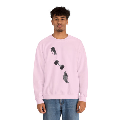 Gym Hub Crewneck Sweatshirt — Funny Fitness Dumbbell Design