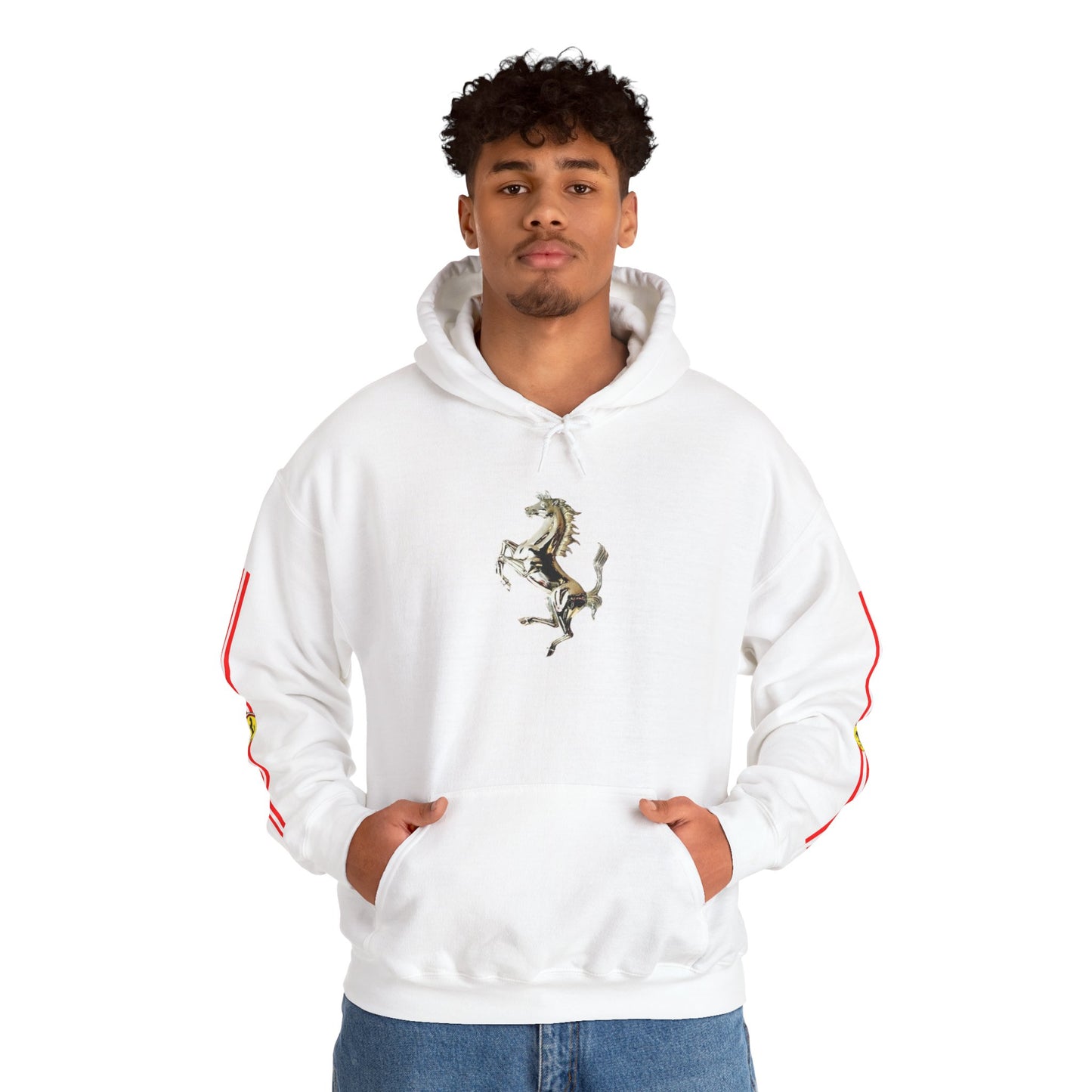 Ferrari Racing Hoodie – Prancing Horse & Ayrton Senna Retro F1 Graphic