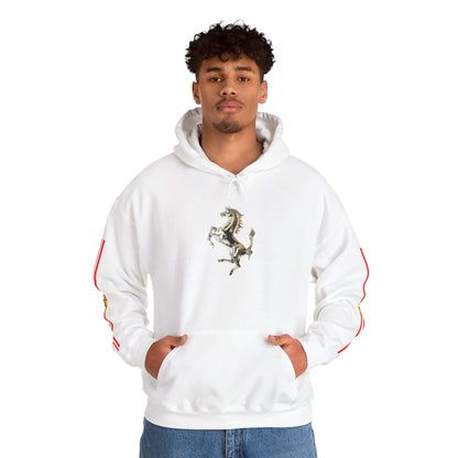 Ferrari Racing Hoodie – Prancing Horse & Ayrton Senna Retro F1 Graphic