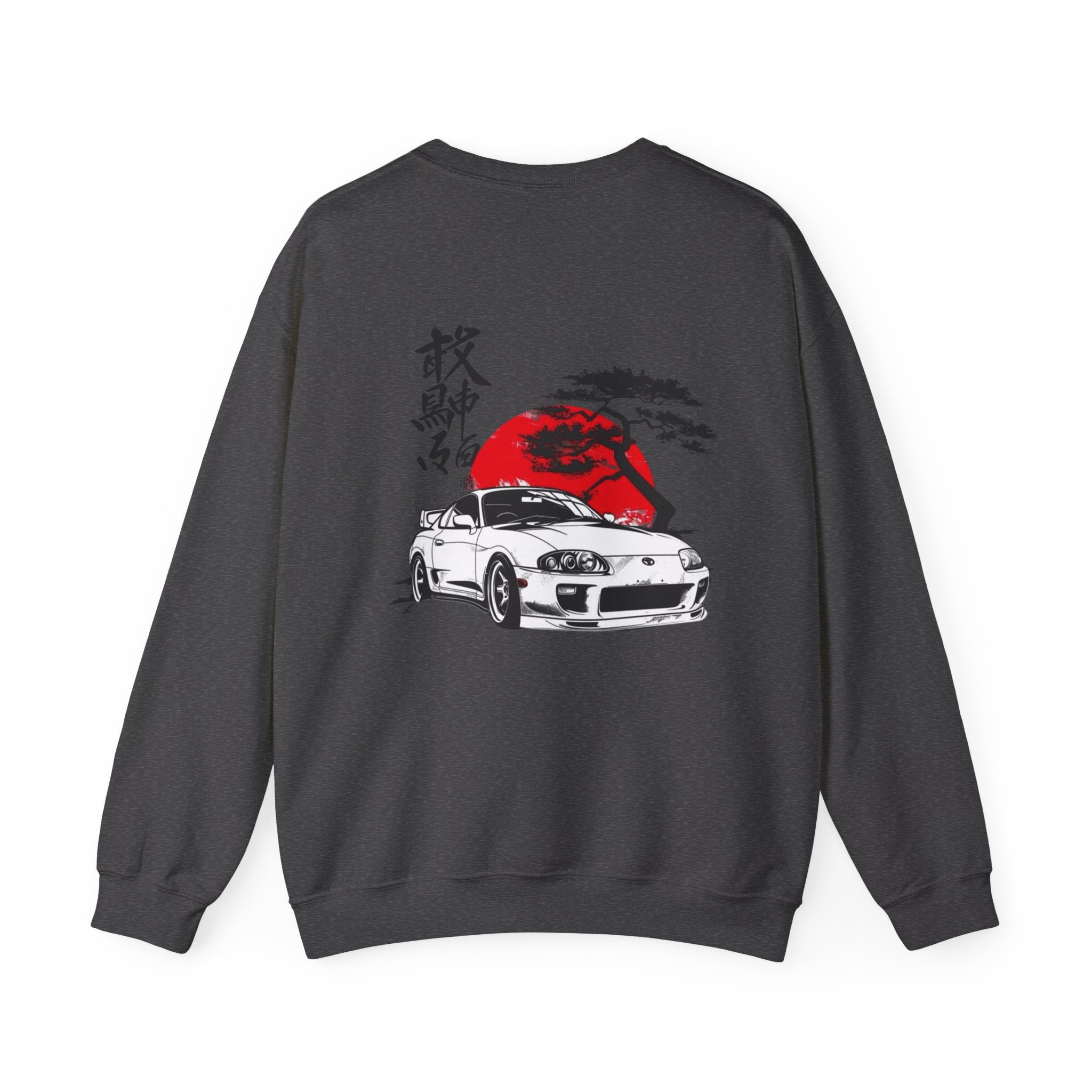 JDM Supra Crewneck Sweatshirt — Rising Sun & Kanji Sports Car Graphic