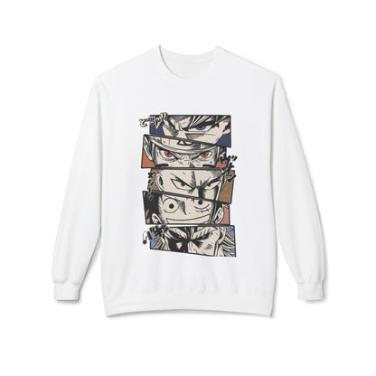 Anime Eyes Crewneck Sweatshirt — Split-Panel Manga Character Faces