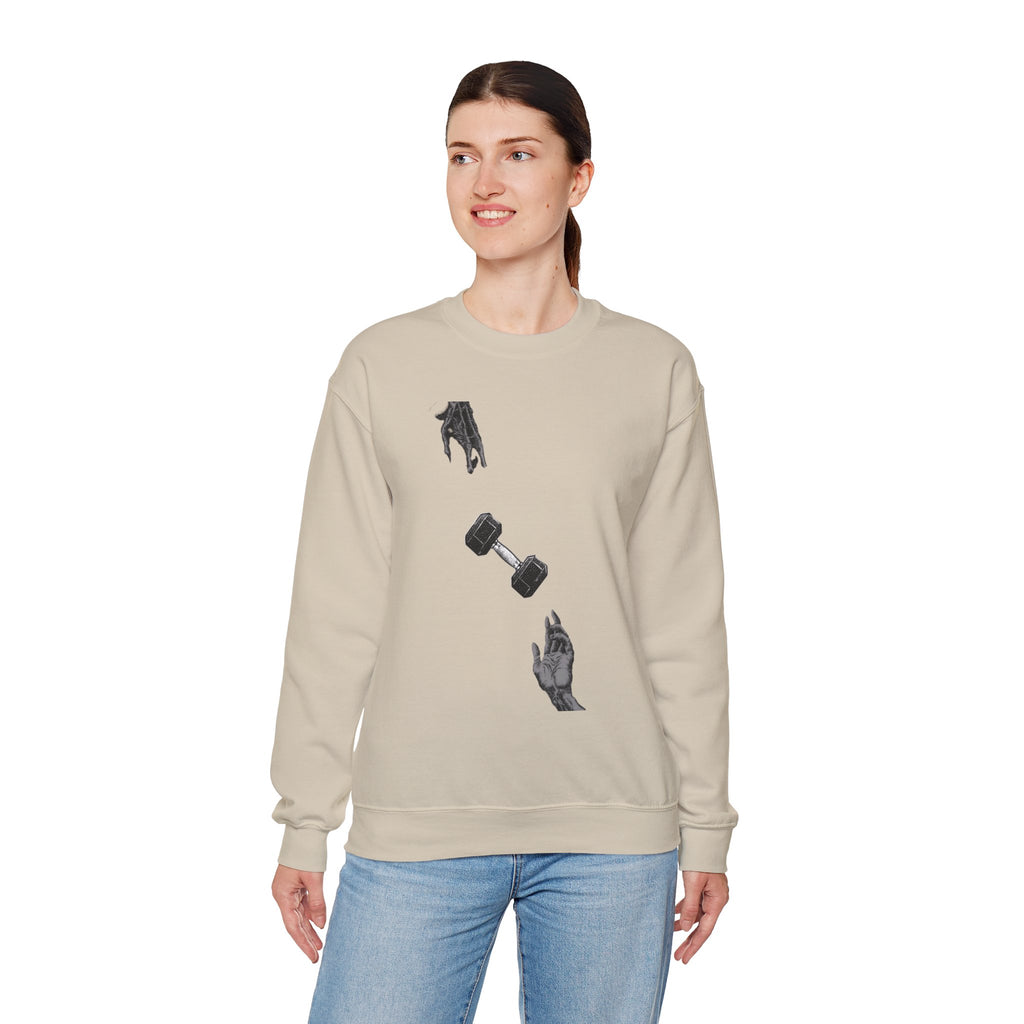 Gym Hub Crewneck Sweatshirt — Funny Fitness Dumbbell Design